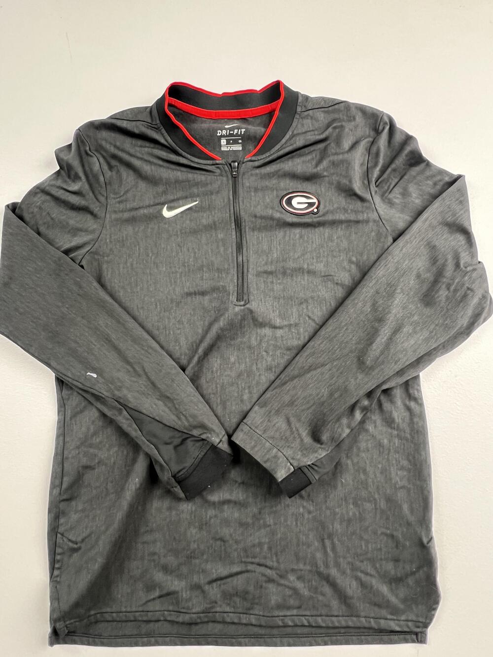 Georgia Bulldogs Shirt Mens Small Gray NCAA Football Nike Dri Fit Quarter Zip